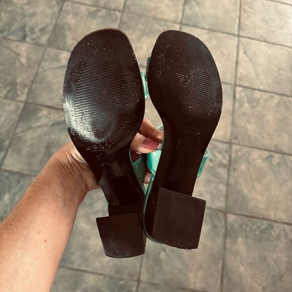 Bebe Turquoise Patten Leather sandals. - Picture 5 of 7